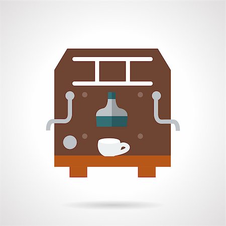 simsearch:400-07976610,k - Professional coffee machine with white cup. Cafe equipment. Flat color vector icon. Single element of web design for site or mobile app. Stockbilder - Microstock & Abonnement, Bildnummer: 400-08297363