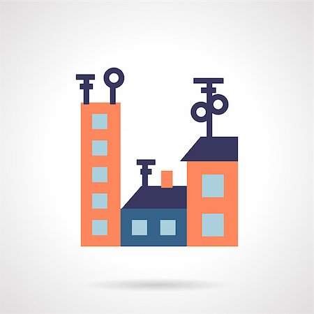 simsearch:400-07033344,k - Cityscape with blue and pink residential buildings. Housing, real estate, rent of property symbol. Flat color style vector icon. Single element of web design for site or mobile app. Foto de stock - Super Valor sin royalties y Suscripción, Código: 400-08297378