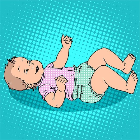 Joyful kid in the diaper. Childhood and motherhood. Pop art retro style Stock Photo - Budget Royalty-Free & Subscription, Code: 400-08297477