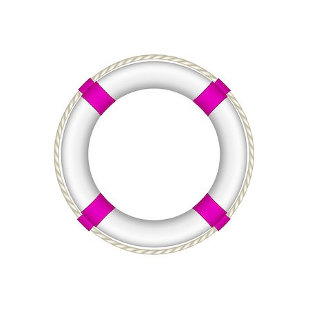 simsearch:400-06137379,k - Life buoy in white and purple design with rope around on white background Stockbilder - Microstock & Abonnement, Bildnummer: 400-08297491