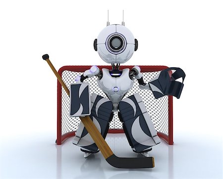 simsearch:400-07547930,k - 3D Render of a Robot playing ice hockey Stock Photo - Budget Royalty-Free & Subscription, Code: 400-08297590