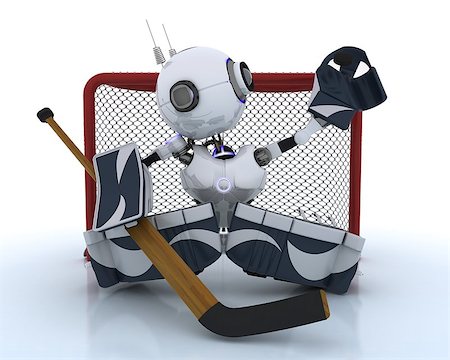 simsearch:400-07547930,k - 3D Render of a Robot playing ice hockey Stock Photo - Budget Royalty-Free & Subscription, Code: 400-08297591