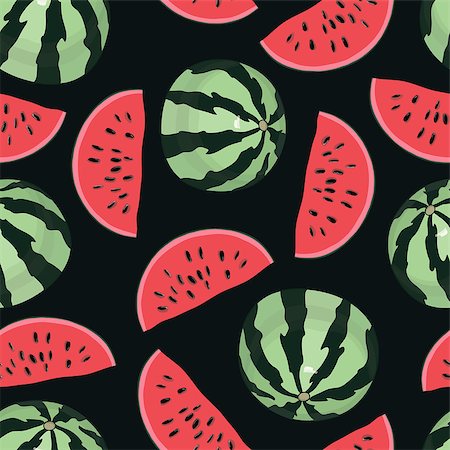 egnismoore (artist) - Seamless background with watermelon slices. Vector illustration. Photographie de stock - Aubaine LD & Abonnement, Code: 400-08297755