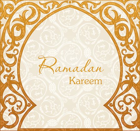 Ramadan Kareem means Ramadan the Generous Month, greeting vector background. Arch Muslim mosque silhouette Stock Photo - Budget Royalty-Free & Subscription, Code: 400-08297781