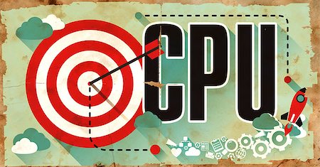simsearch:400-06856973,k - CPU - Central Processing Unit - Concept on Old Poster in Flat Design with Red Target, Rocket and Arrow. Business Concept. Stock Photo - Budget Royalty-Free & Subscription, Code: 400-08297867
