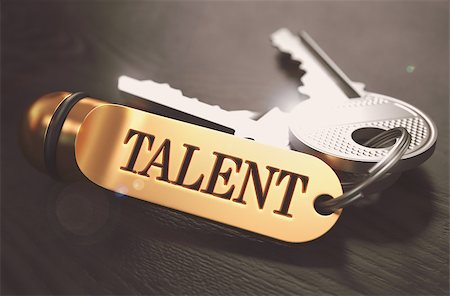 simsearch:400-08289045,k - Keys and Golden Keyring with the Word Talent over Black Wooden Table with Blur Effect. Toned Image. Stock Photo - Budget Royalty-Free & Subscription, Code: 400-08297871