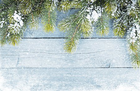 Old wood texture with snow and firtree christmas background Stock Photo - Budget Royalty-Free & Subscription, Code: 400-08298024