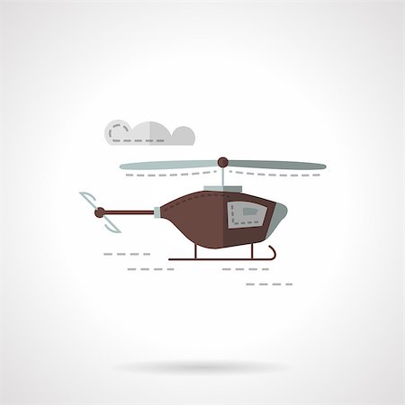 simsearch:400-09116929,k - Brown flying helicopter. Aerial vehicles. Flat color style vector icon. Single web design element for site or mobile app. Stockbilder - Microstock & Abonnement, Bildnummer: 400-08298357