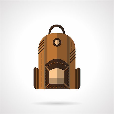 fashion illustration pockets - Travel or school backpack, sport bag. Accessory for hike. Flat color style vector icon. Single web design element for site or mobile app. Stock Photo - Budget Royalty-Free & Subscription, Code: 400-08298358