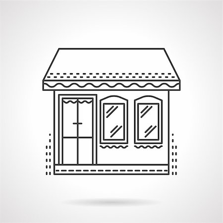 storage icon - Glass store facade with two windows and awning. Commercial buildings. Flat line style vector icon. Single web design element for site or mobile app. Stock Photo - Budget Royalty-Free & Subscription, Code: 400-08298369