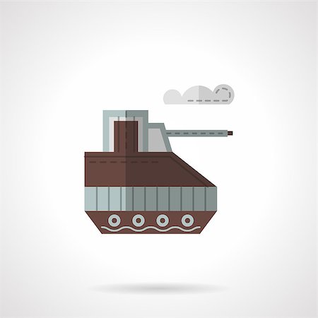 Brown unmanned toy tank. Radio controlled vehicles. Flat color style vector icon. Single web design element for site or mobile app. Stock Photo - Budget Royalty-Free & Subscription, Code: 400-08298370