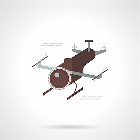 simsearch:400-09116929,k - Unmanned delivery drone. Military robots and vehicles. Flat color style vector icon. Web design element for site or mobile application. Stockbilder - Microstock & Abonnement, Bildnummer: 400-08298380