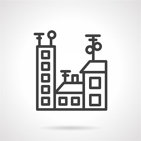 simsearch:400-07033344,k - Simple line cityscape with residential houses. Housing, rent property, real estate symbol. Vector icon. Web design element for site or mobile application. Foto de stock - Royalty-Free Super Valor e Assinatura, Número: 400-08298398