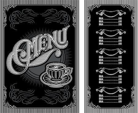 black and white pattern for coffee restaurant menu Stock Photo - Budget Royalty-Free & Subscription, Code: 400-08298494