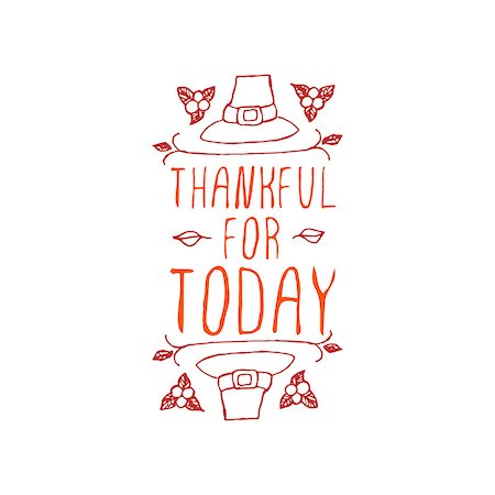 simsearch:400-08793659,k - Thankful for today. Hand sketched graphic vector element with  pilgrim hat and text on white background. Thanksgiving design. Stock Photo - Budget Royalty-Free & Subscription, Code: 400-08298645