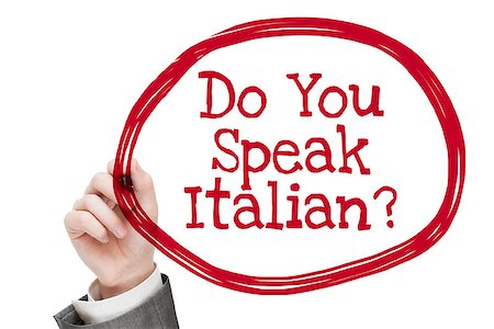 simsearch:400-06204295,k - Do You Speak Italian.  Man writing text isolated on white Stock Photo - Budget Royalty-Free & Subscription, Code: 400-08298950