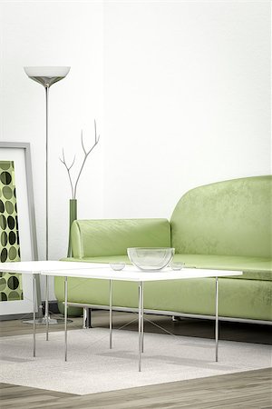 simsearch:400-08301730,k - 3d interior render image of a green sofa in a white room with space for your content Foto de stock - Super Valor sin royalties y Suscripción, Código: 400-08298967