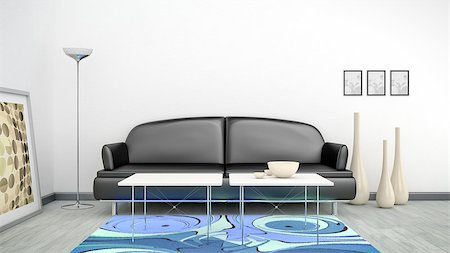 simsearch:400-08301730,k - 3d interior render image of a black sofa in a white room with space for your content Foto de stock - Super Valor sin royalties y Suscripción, Código: 400-08298963