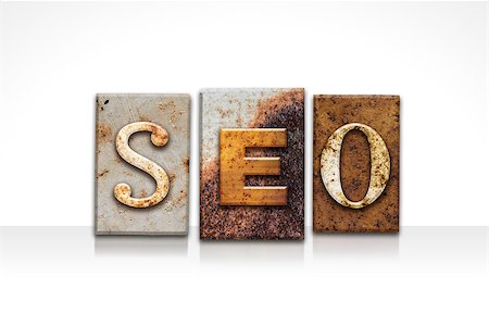 simsearch:400-08166004,k - The word "SEO" written in rusty metal letterpress type isolated on a white background. Stock Photo - Budget Royalty-Free & Subscription, Code: 400-08299111