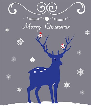 vector illustration of a reindeer Christmas card Stock Photo - Budget Royalty-Free & Subscription, Code: 400-08299155