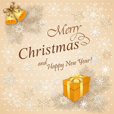 simsearch:400-08299399,k - vector illustration christmas card with gift and bells - eps10 Stockbilder - Microstock & Abonnement, Bildnummer: 400-08299394