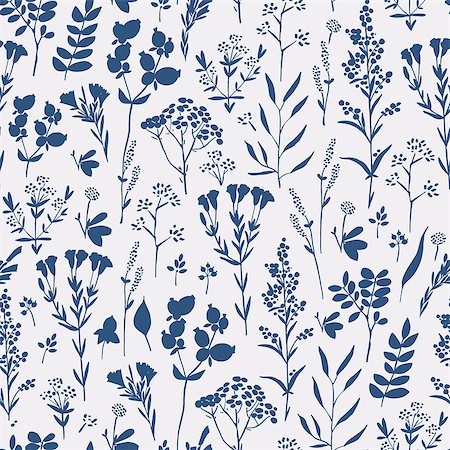 Seamless pattern with herbs and seasonings, Meadow Herbs collection, vector textile design. Foto de stock - Super Valor sin royalties y Suscripción, Código: 400-08299415