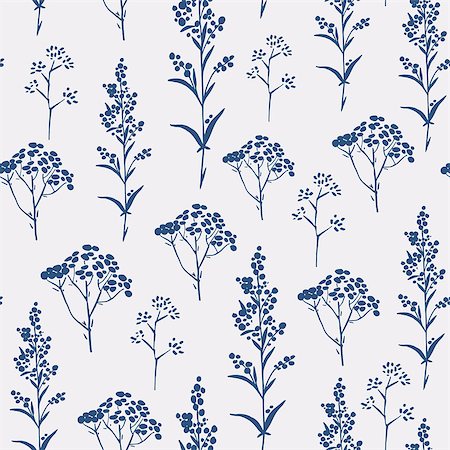 Simple basic pattern with herbs and seasonings, Meadow Herbs collection, vector textile design. Foto de stock - Super Valor sin royalties y Suscripción, Código: 400-08299422