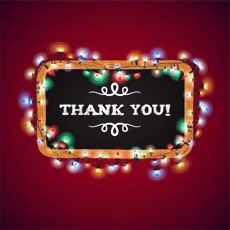 Christmas Lights Thank You Banner. Used pattern brushes included. Stock Photo - Budget Royalty-Free & Subscription, Code: 400-08299546