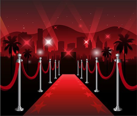 star vector - Red carpet movie premiere elegant event with hollywood in background Stock Photo - Budget Royalty-Free & Subscription, Code: 400-08299797
