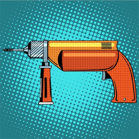 drill and cartoon - Hammer drill power tools pop art retro style Stock Photo - Budget Royalty-Free & Subscription, Code: 400-08299928