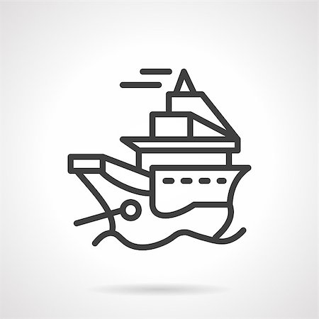 simsearch:400-04762719,k - Black simple line vector icon for marine vessel. Cargo vessel, passenger ship. Design element for business and website Stock Photo - Budget Royalty-Free & Subscription, Code: 400-08290021