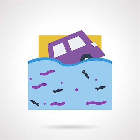 simsearch:400-05384715,k - Flat color design vector icon for flood insurance for car. Purple automobile under water. Design element for business and website Stockbilder - Microstock & Abonnement, Bildnummer: 400-08290039