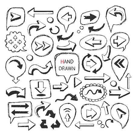 simsearch:400-04645691,k - Vector Hand Drawn arrows,speech bubbles, Frame,Pointer icon,sign big set isolated on a white background. Stock Photo - Budget Royalty-Free & Subscription, Code: 400-08290080