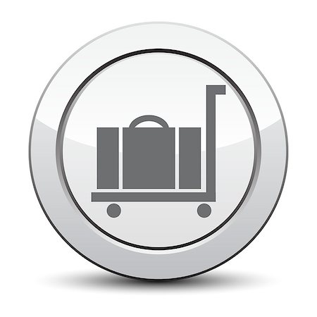 simsearch:400-07262064,k - Luggage trolley vector icon, silver button. Stock Photo - Budget Royalty-Free & Subscription, Code: 400-08290171