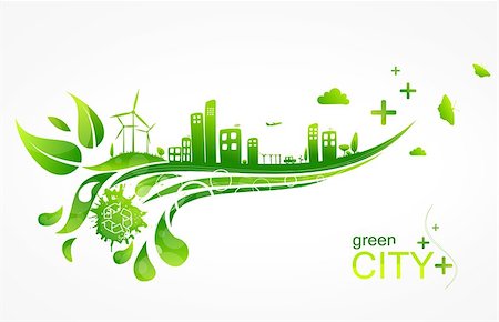 sustainable city - Illustration of an eco-city Stock Photo - Budget Royalty-Free & Subscription, Code: 400-08290183