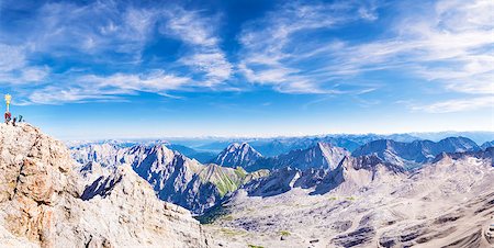 Panorama image from the mountain Zugspitze in Bavaria, Germany in summer Stockbilder - Microstock & Abonnement, Bildnummer: 400-08290278