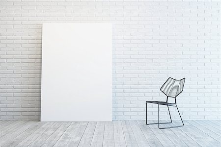 simsearch:400-06179670,k - white room with blank picture and metal chair Stock Photo - Budget Royalty-Free & Subscription, Code: 400-08290556
