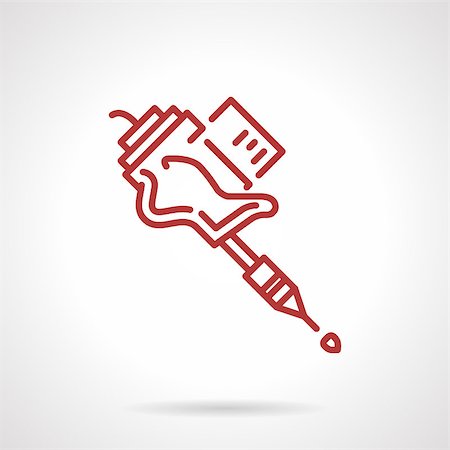 simsearch:400-03921000,k - Simple red line design vector icon for grip for tattoo machine. Tattoo gun, supplies for tattoo parlor. Design element for business and website. Stockbilder - Microstock & Abonnement, Bildnummer: 400-08290580