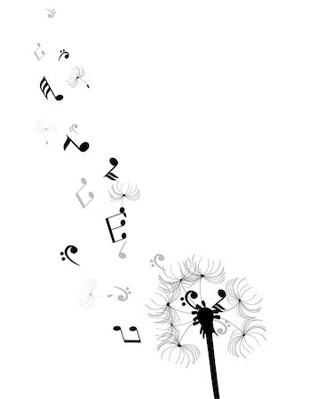 simsearch:400-07407615,k - vector illustration of a dandelion flower with musical notes Fotografie stock - Microstock e Abbonamento, Codice: 400-08290639