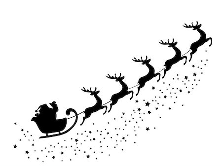 simsearch:400-07465970,k - vector illustration of Santa Claus flying with deer Stock Photo - Budget Royalty-Free & Subscription, Code: 400-08290650