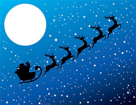 simsearch:400-07465970,k - vector illustration of Santa Claus flying with deer Stock Photo - Budget Royalty-Free & Subscription, Code: 400-08290651