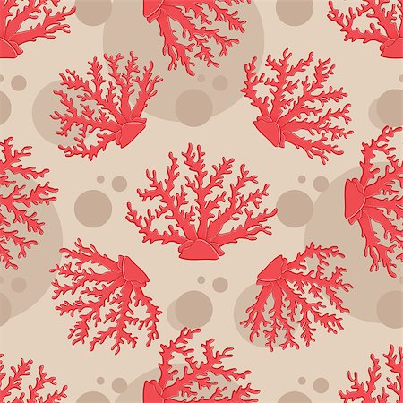 Vector seamless pattern with coral.  Colorful background for your design Stock Photo - Budget Royalty-Free & Subscription, Code: 400-08290874