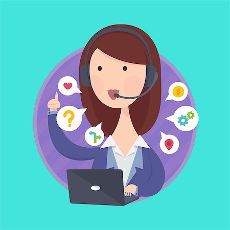 Vector illustration of customer support help desk woman operator service concept. Stock Photo - Budget Royalty-Free & Subscription, Code: 400-08290954