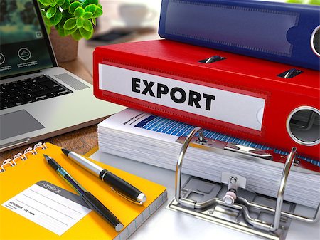 simsearch:400-09011393,k - Red Ring Binder with Inscription Export on Background of Working Table with Office Supplies, Laptop, Reports. Toned Illustration. Business Concept on Blurred Background. Photographie de stock - Aubaine LD & Abonnement, Code: 400-08291017