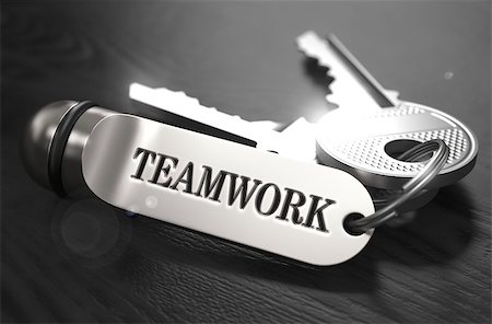 simsearch:400-08289045,k - Teamwork Concept. Keys with Keyring on Black Wooden Table. Closeup View, Selective Focus, 3D Render. Black and White Image. Stock Photo - Budget Royalty-Free & Subscription, Code: 400-08291059