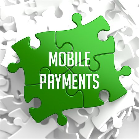 simsearch:400-08017447,k - Mobile Payments on Green Puzzle on White Background. Fotografie stock - Microstock e Abbonamento, Codice: 400-08291078