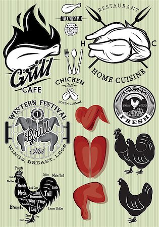 simsearch:400-08255059,k - vector set of templates on the theme of chicken for design Photographie de stock - Aubaine LD & Abonnement, Code: 400-08291465