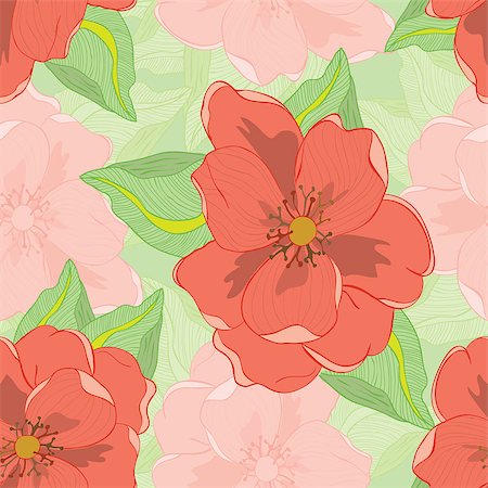 rose bay - Oleander summer seamless pattern. Vector floral background Foto de stock - Royalty-Free Super Valor e Assinatura, Número: 400-08291477