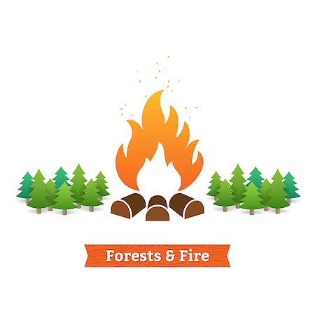 forest fire silhouette - Forests and fire vector illustration. Protect forests from fire. Stock Photo - Budget Royalty-Free & Subscription, Code: 400-08291507