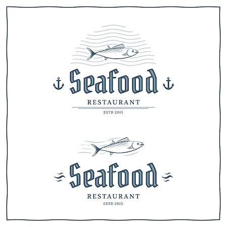 fresh blue fish - Seafood restaurant logo template. Vector logo for the fish menu. Stock Photo - Budget Royalty-Free & Subscription, Code: 400-08291510